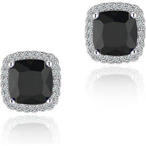 Women's Square Birthstone Cubic Zirconia Mall Dainty Black Elegant Earring